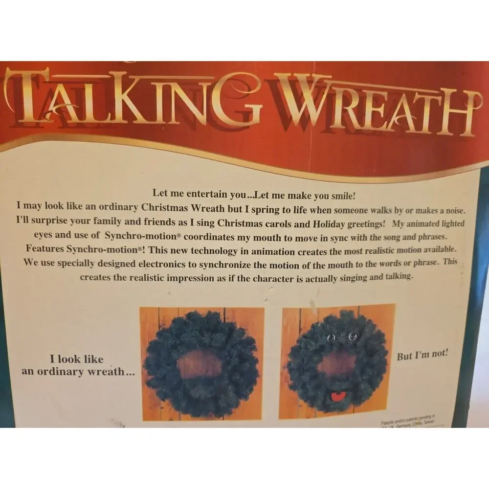 NOS Vintage Animated The Original Talking Christmas Wreath Gemmy 1997
